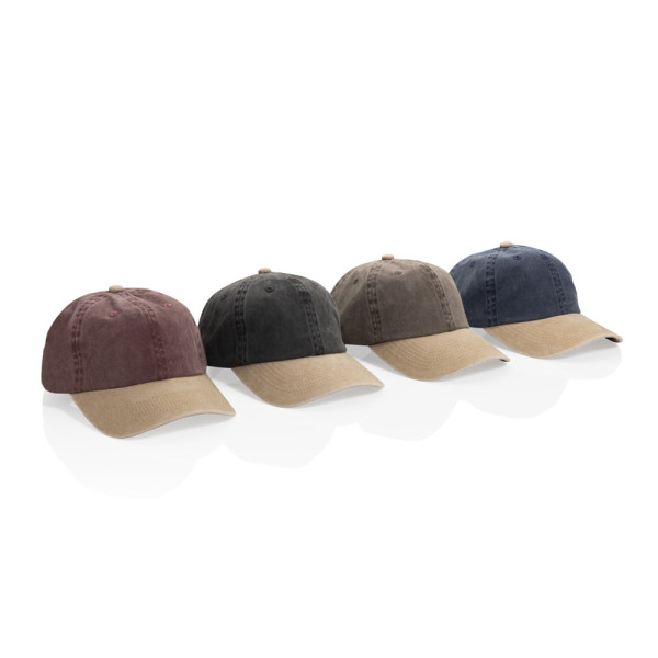 BEAU AWARE™ Washed 6 panel 270gsm cotton twill two tone cap